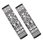 White And Grey Aztec Pattern Print Car Seat Belt Covers