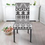 White And Grey Aztec Pattern Print Dining Chair Slipcover