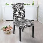 White And Grey Aztec Pattern Print Dining Chair Slipcover