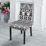 White And Grey Aztec Pattern Print Dining Chair Slipcover