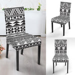 White And Grey Aztec Pattern Print Dining Chair Slipcover