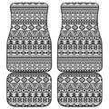 White And Grey Aztec Pattern Print Front and Back Car Floor Mats