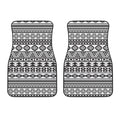 White And Grey Aztec Pattern Print Front Car Floor Mats