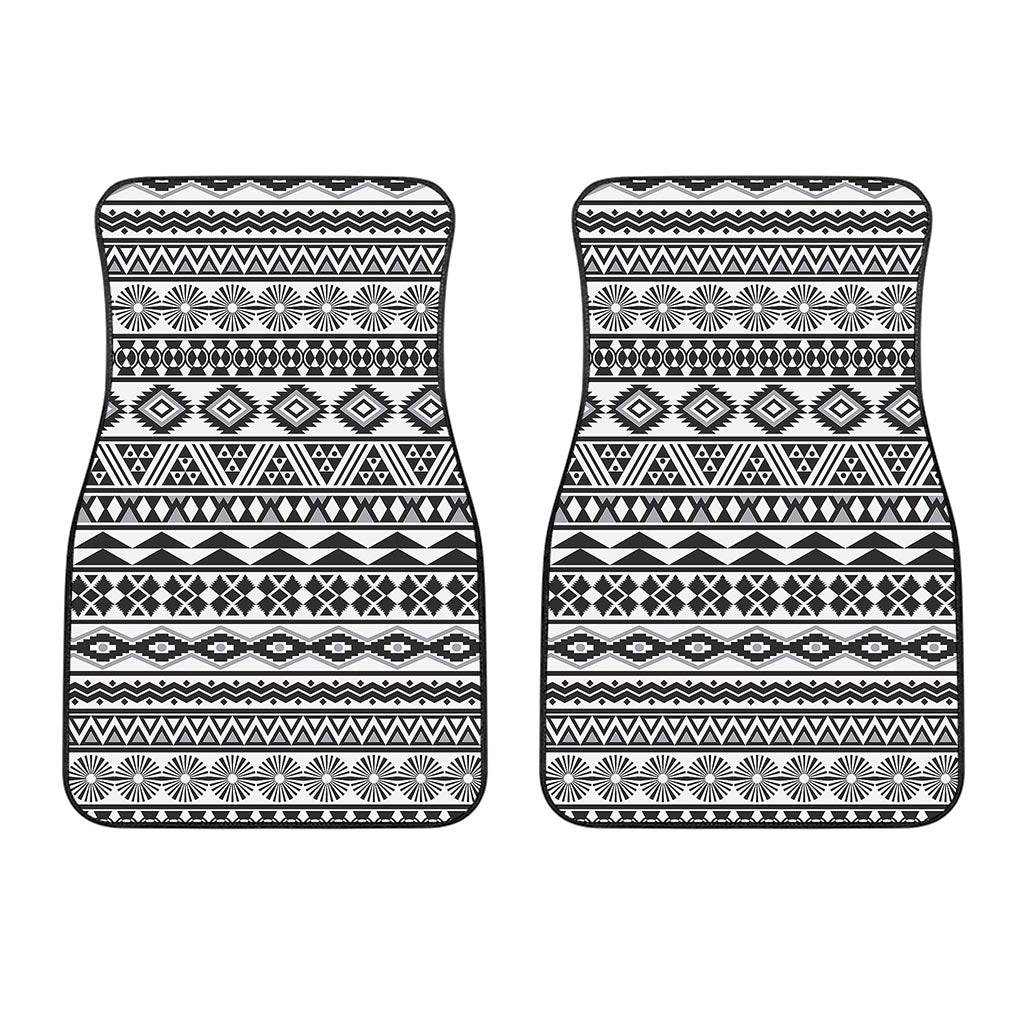 White And Grey Aztec Pattern Print Front Car Floor Mats