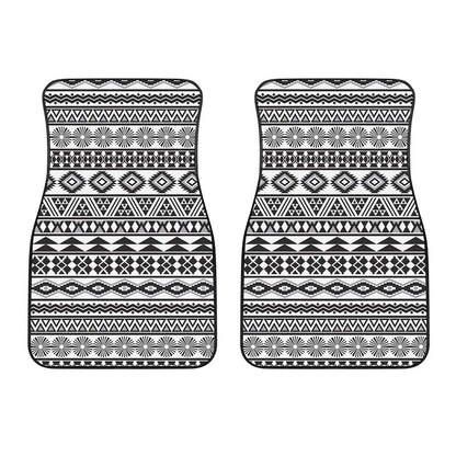 White And Grey Aztec Pattern Print Front Car Floor Mats