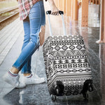 White And Grey Aztec Pattern Print Luggage Cover GearFrost