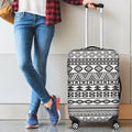 White And Grey Aztec Pattern Print Luggage Cover