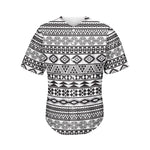 White And Grey Aztec Pattern Print Men's Baseball Jersey