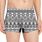 White And Grey Aztec Pattern Print Men's Boxer Briefs