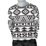 White And Grey Aztec Pattern Print Men's Crewneck Sweatshirt GearFrost