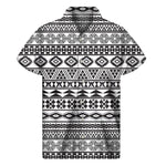 White And Grey Aztec Pattern Print Men's Short Sleeve Shirt