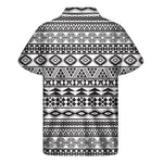White And Grey Aztec Pattern Print Men's Short Sleeve Shirt