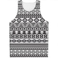 White And Grey Aztec Pattern Print Men's Tank Top