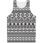 White And Grey Aztec Pattern Print Men's Tank Top
