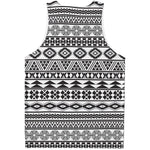 White And Grey Aztec Pattern Print Men's Tank Top