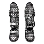 White And Grey Aztec Pattern Print Muay Thai Shin Guard