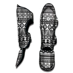 White And Grey Aztec Pattern Print Muay Thai Shin Guard