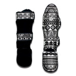 White And Grey Aztec Pattern Print Muay Thai Shin Guard