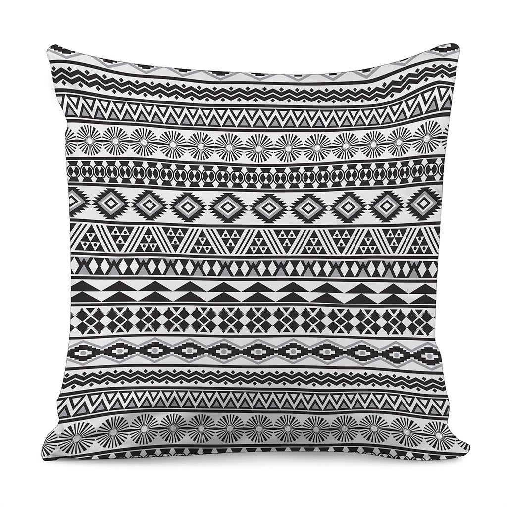 White And Grey Aztec Pattern Print Pillow Cover
