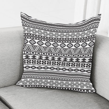 White And Grey Aztec Pattern Print Pillow Cover