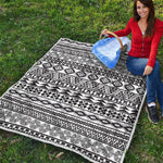White And Grey Aztec Pattern Print Quilt