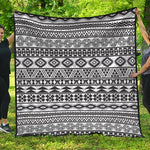White And Grey Aztec Pattern Print Quilt