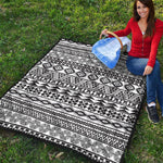 White And Grey Aztec Pattern Print Quilt