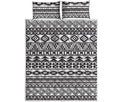 White And Grey Aztec Pattern Print Quilt Bed Set