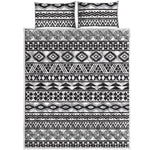 White And Grey Aztec Pattern Print Quilt Bed Set
