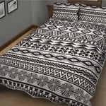 White And Grey Aztec Pattern Print Quilt Bed Set