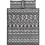 White And Grey Aztec Pattern Print Quilt Bed Set