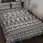 White And Grey Aztec Pattern Print Quilt Bed Set