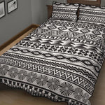 White And Grey Aztec Pattern Print Quilt Bed Set