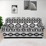 White And Grey Aztec Pattern Print Sofa Cover