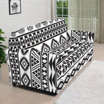 White And Grey Aztec Pattern Print Sofa Cover