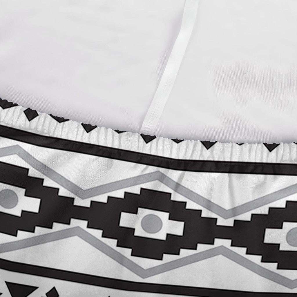 White And Grey Aztec Pattern Print Sofa Cover
