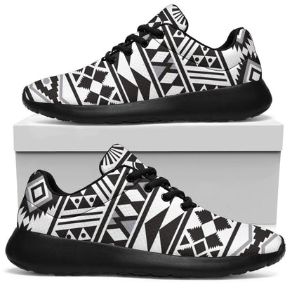 White And Grey Aztec Pattern Print Sport Shoes GearFrost