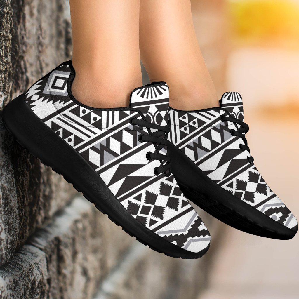White And Grey Aztec Pattern Print Sport Shoes GearFrost