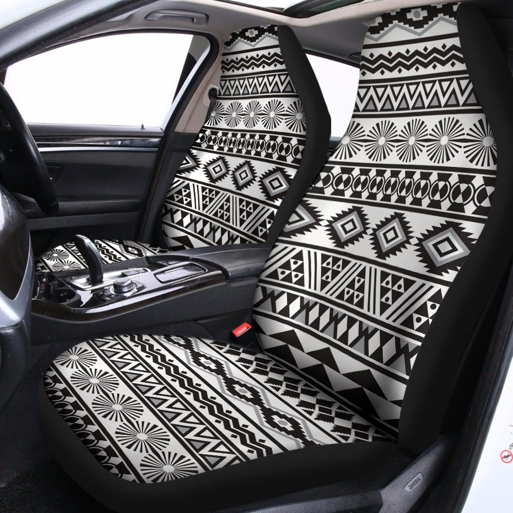 White And Grey Aztec Pattern Print Universal Fit Car Seat Covers