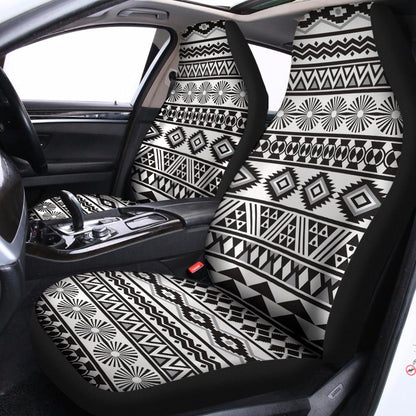 White And Grey Aztec Pattern Print Universal Fit Car Seat Covers