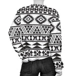 White And Grey Aztec Pattern Print Women's Crewneck Sweatshirt GearFrost
