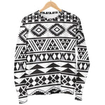 White And Grey Aztec Pattern Print Women's Crewneck Sweatshirt GearFrost