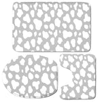 White And Grey Cow Print 3 Piece Bath Mat Set