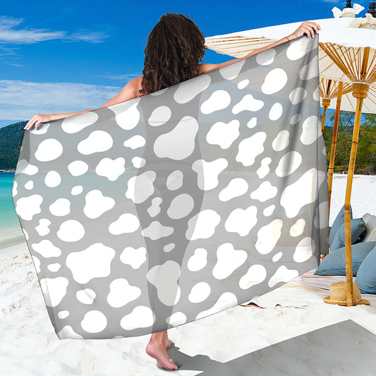 White And Grey Cow Print Beach Sarong Wrap