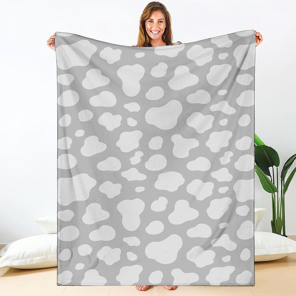 White And Grey Cow Print Blanket