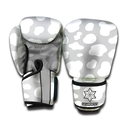 White And Grey Cow Print Boxing Gloves