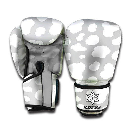 White And Grey Cow Print Boxing Gloves