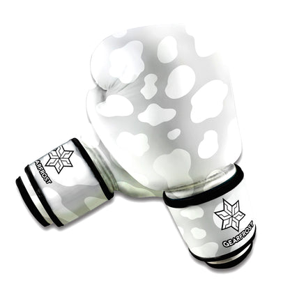 White And Grey Cow Print Boxing Gloves