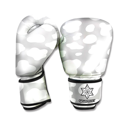 White And Grey Cow Print Boxing Gloves