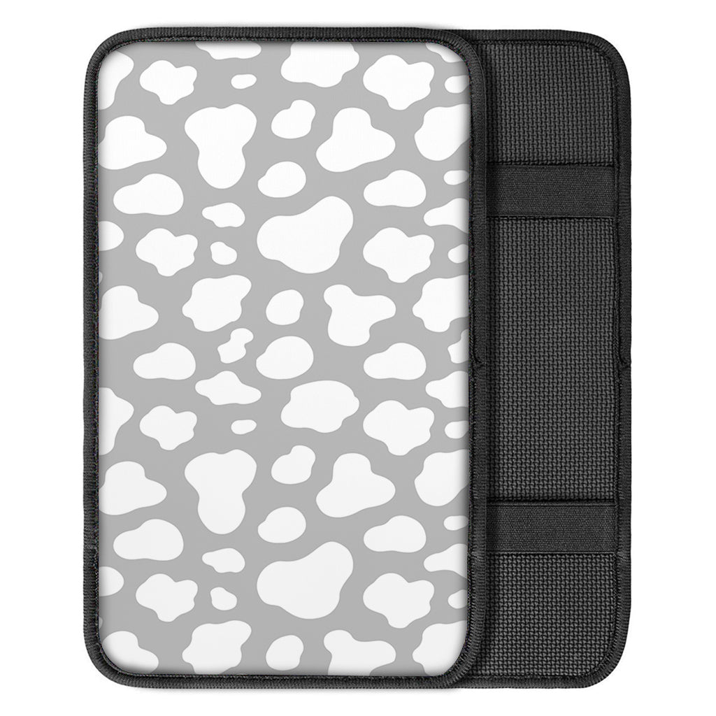White And Grey Cow Print Car Center Console Cover